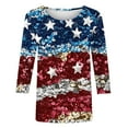 thumbnail image 4 of Frostluinai American Flag T Shirt Women 3/4 Sleeve Casual Shirts Crew Neck 4th of July Tshirts Summer Patriotic Clothing Plus Size Blouses, 4 of 5