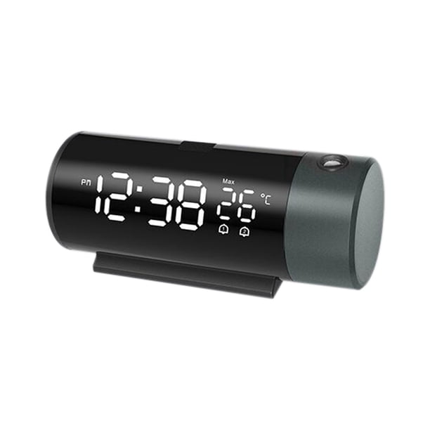 Reloj Despertador Digital con Proyección, Recargable por USB, Reloj Electrónico con Proyector Giratorio de 180°, Regulador de Brillo de 4 Niveles