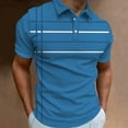 thumbnail image 4 of Fashion Business Stripe Print Polo Shirt Summer Short Sleeve T-Shirt Line Pattern Top Casual Men's Polo Shirt Large Size Clothes, 4 of 5