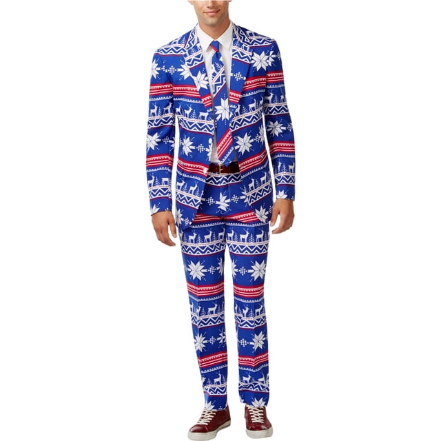 OppoSuits Suéter navideño para hombre, traje formal de dos botones, azul, 40 / 40W x 33L OppoSuits dos botones