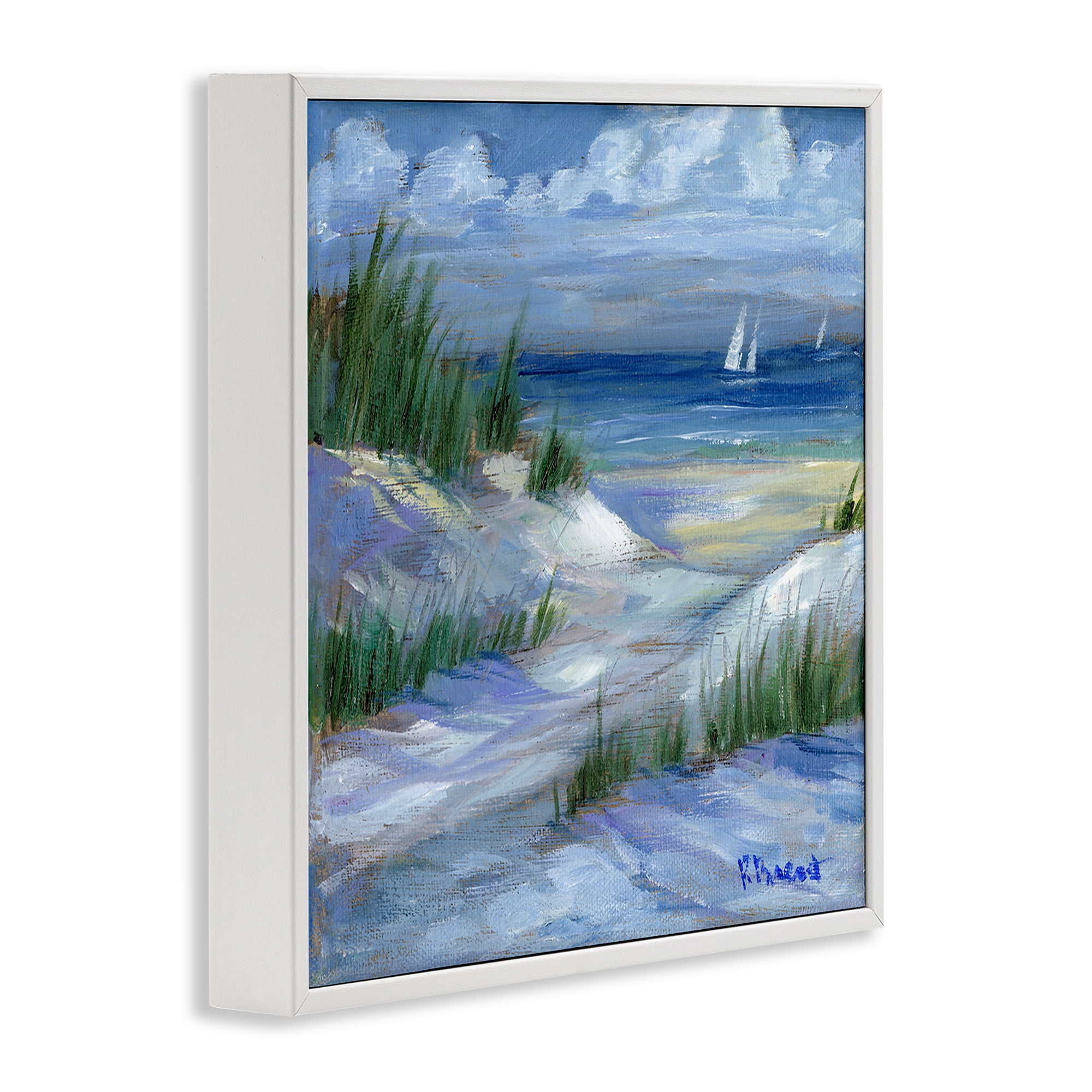 Stupell Industries Crooked Island Dunes & Sailboats White Framed Giclee Art, design by Paul Brent