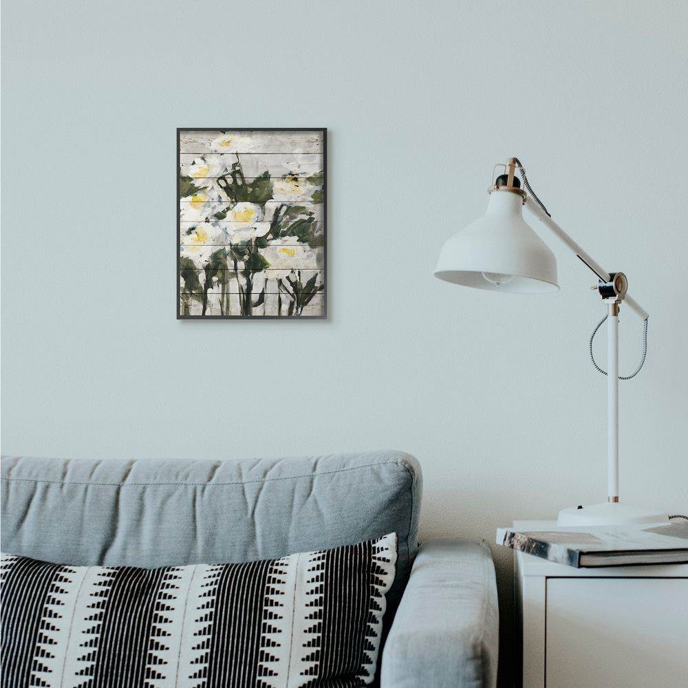 Stupell Industries Abstract Wood Panel Flower Painting Framed Giclee Texturized Art by Jane Slivka