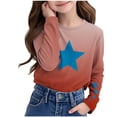 thumbnail image 2 of YunPes Girls' Printed Long Sleeved Shirts Colorful T Shirts Round Neck Tops Casual T Shirts Light T Shirts Loose Pullovers Basic Tops, 2 of 6