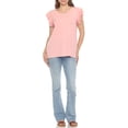thumbnail image 2 of White Mark Ruffle Sleeve Solid Top (Women's), 2 of 6