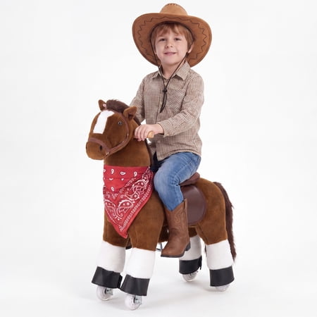 VEVOR Ride On Horse, Riding Pony Toys for Kids, No Battery Required, Smooth Wheels with Anti-Roll Stop Ring, Upgraded Raised Seat, Handles, Pedals, 110 lbs Max Load Capacity for Ages 3-8