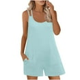 thumbnail image 1 of Yanlir Combinaison Sans Manches à Col Rond pour Femmes Shorts Couleur Unie avec Poche Détail Tenue Décontractée d'Été (Vert Menthe, m), 1 of 5