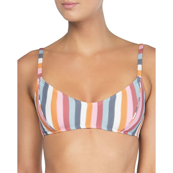 Peony Striped Bralette Bikini Top, Multi, 2
