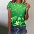 thumbnail image 5 of Amzcrzy Womens Tops Mode Imprimé Trèfle T-Shirt de la Saint-Patrick Col Rond T-Shirts de la Saint-Patrick Décontractés Tendance Manches Courtes Hauts pour Femme, 5 of 5