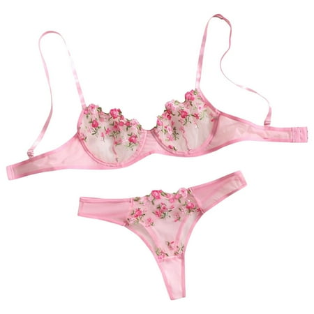 GENGING Lingerie for Women Fashion Women Nightwear SexyLingerie Corset Lace Floral Bralette Bra Two Piece Underwear Tops+Briefs Suit
