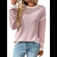 thumbnail image 2 of Suéteres de Cuello Redondo, Larga, Oversize, con Bloques de Color, de Punto Acanalado y Abertura Lateral para Mujer (Otoño de 2025) Rosa M, 2 of 10
