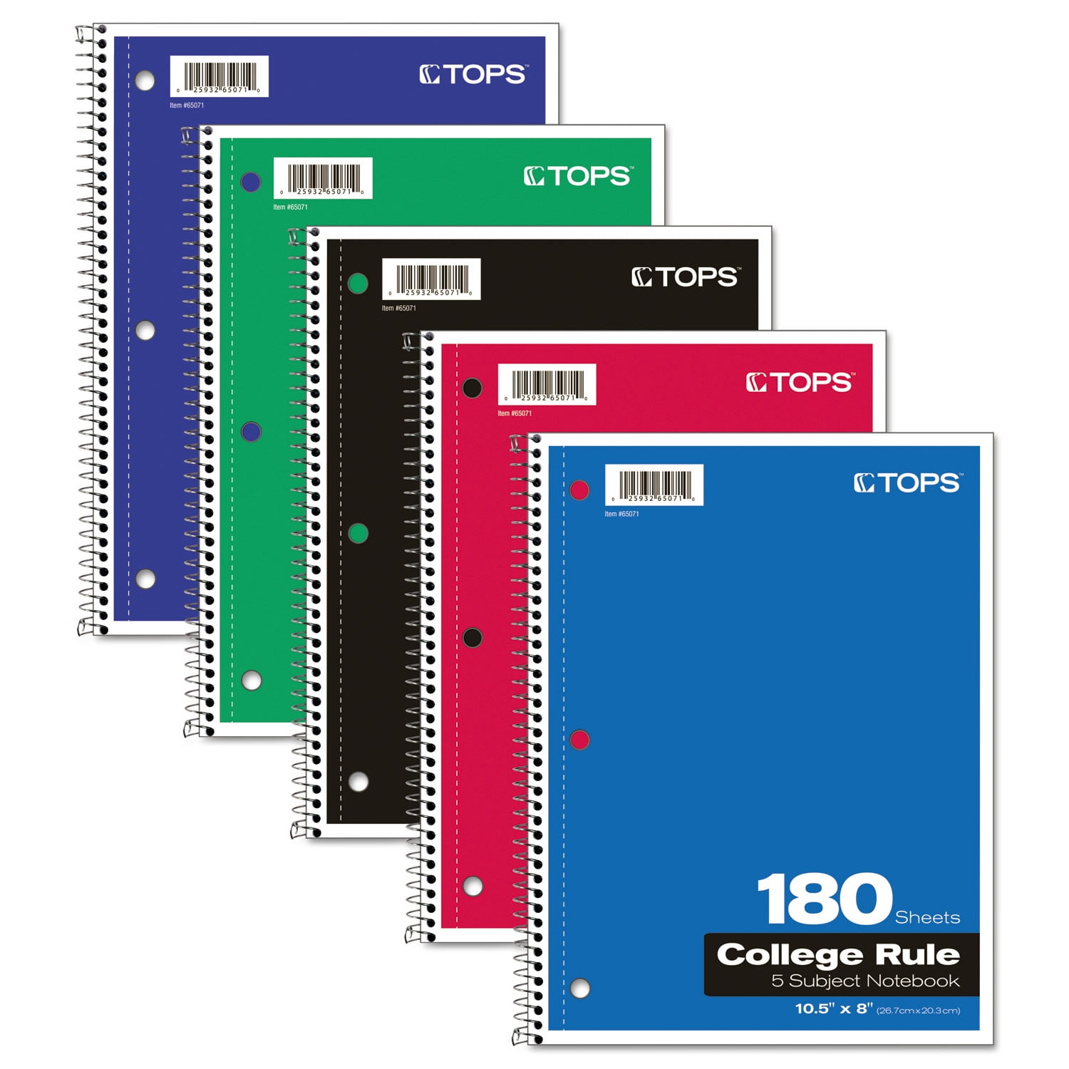 Tops 5subject Notebook 180 Sheet College Ruled 10.50" X 8" 1