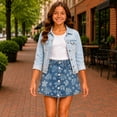 thumbnail image 7 of Jessica Simpson Girls Denim Skort Casual Mid Waist Denim Skirts with Shorts with Pockets, 7 of 7