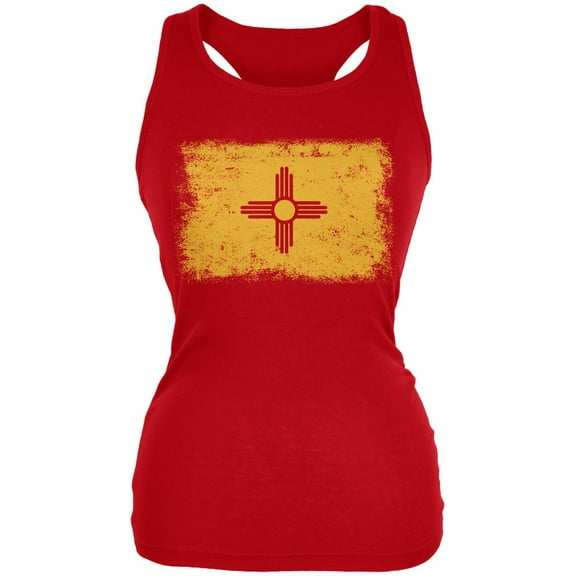 Born and Raised New Mexico State Flag Juniors Soft Tank Top Red SM