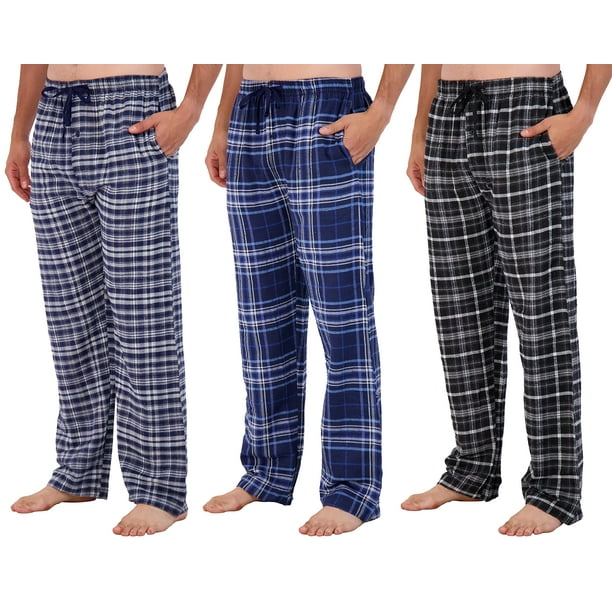 3 Pack: Mens Big & Tall King Size Pajama Pants cotton Super Soft Pajamas Men  Flannel Bottoms Fleece Buffalo Plaid Pj Lounge Pants Sleepwear Pijamas Para  Hombres Woven Button Fly - Set
