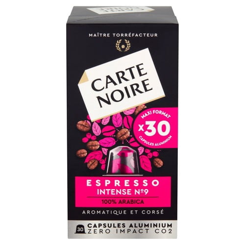 Carte Noire Intense Aluminium Nespresso Compatible Capsules, 30 pods per pack, British Import (Pack of 3)