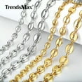 thumbnail image 3 of 7/9/11mm Men Coffee Beans Marina Link Chain Necklace Gold Plated Stainless Steel, 3 of 8