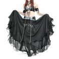 thumbnail image 4 of BellyLady Belly Dance Skirt Halloween Tribal Chiffon Tiered Maxi Full Skirt-Black, 4 of 6