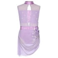 thumbnail image 3 of SiiRoh Girls Elegant Lyrical Dance Dress Sparkly Sleeveless Cutout Backless Mesh Overlay Dancewear Lavender 6, 3 of 7