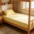 thumbnail image 6 of AuroraX Cotton Bed Sheets Twin Size Fitted Sheets Cooling,Deep Pockets Yellow Sold Separately Single Bed Sheet for Summer, 6 of 7