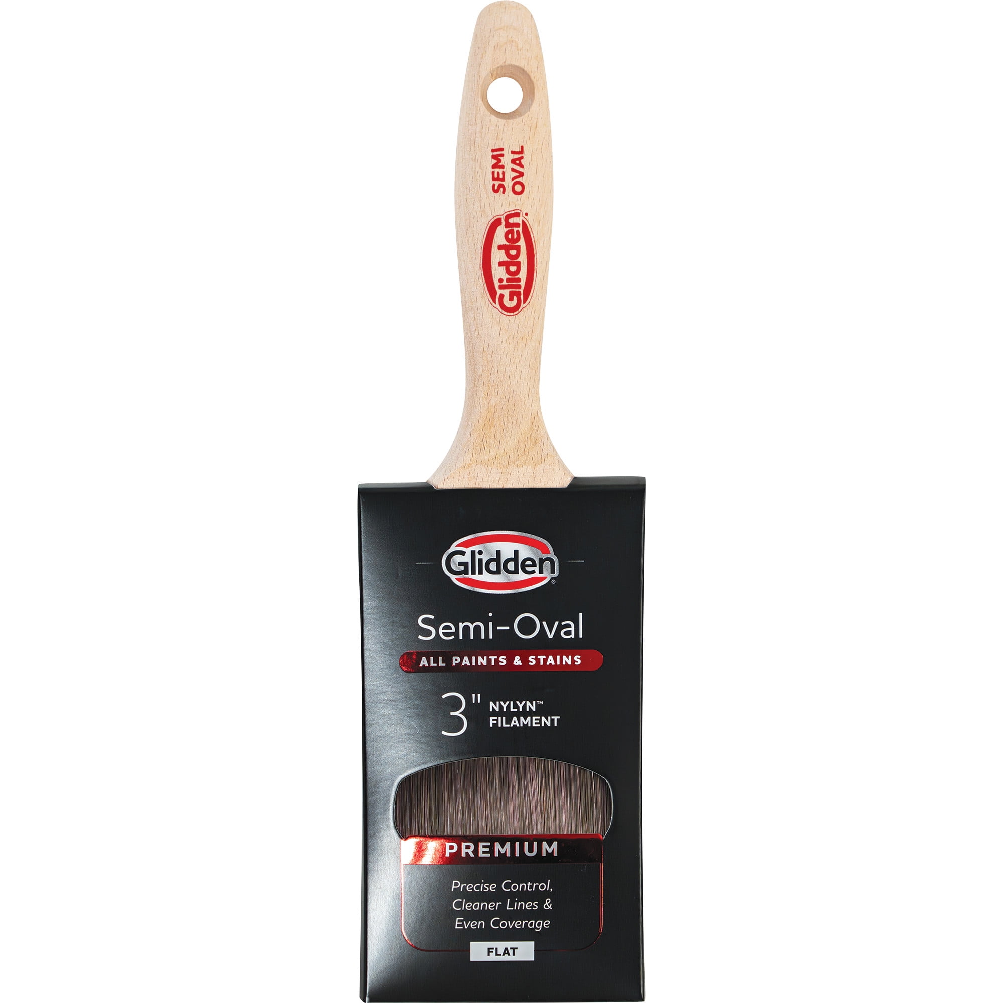 (3 pack) Glidden Semi-Oval Paint Brush with Wood Handle , Flat Sash, 3 Inch