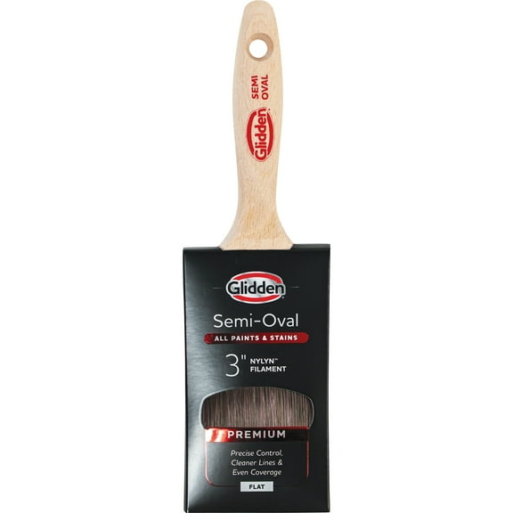 Glidden Semi-Oval Paint Brush with Wood Handle , Flat Sash, 3 Inch