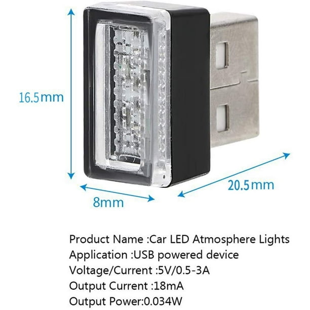Lot de 4 lumières d'ambiance LED USB pour intérieur de voiture