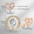 thumbnail image 4 of Pendientes de tuerca de plata de ley 925 con piedra natal, joyería para mujer, chapado en oro blanco/rosa, San Valentín, Navidad, aniversario, cumpleaños, joyería, regalos para él, 4 of 5