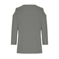 thumbnail image 6 of ZyeKqe Cold Shoulder Tops for Women 3/4 Sleeve Shirts Casual Crewneck Top Solid Color Going out Tops Loose Fitted Blouses, 6 of 6