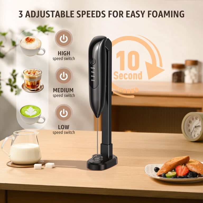 Skdwakiz Rechargeable Handheld Milk Frother with 3 Whisks photo 6