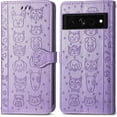 thumbnail image 6 of PU Leather Flip Wallet Case for Google Pixel 7, Cat Dog Cartoon Cute Style with ID Card Holder Phone Cover Case for Google Pixel 7 MG Purple, 6 of 14