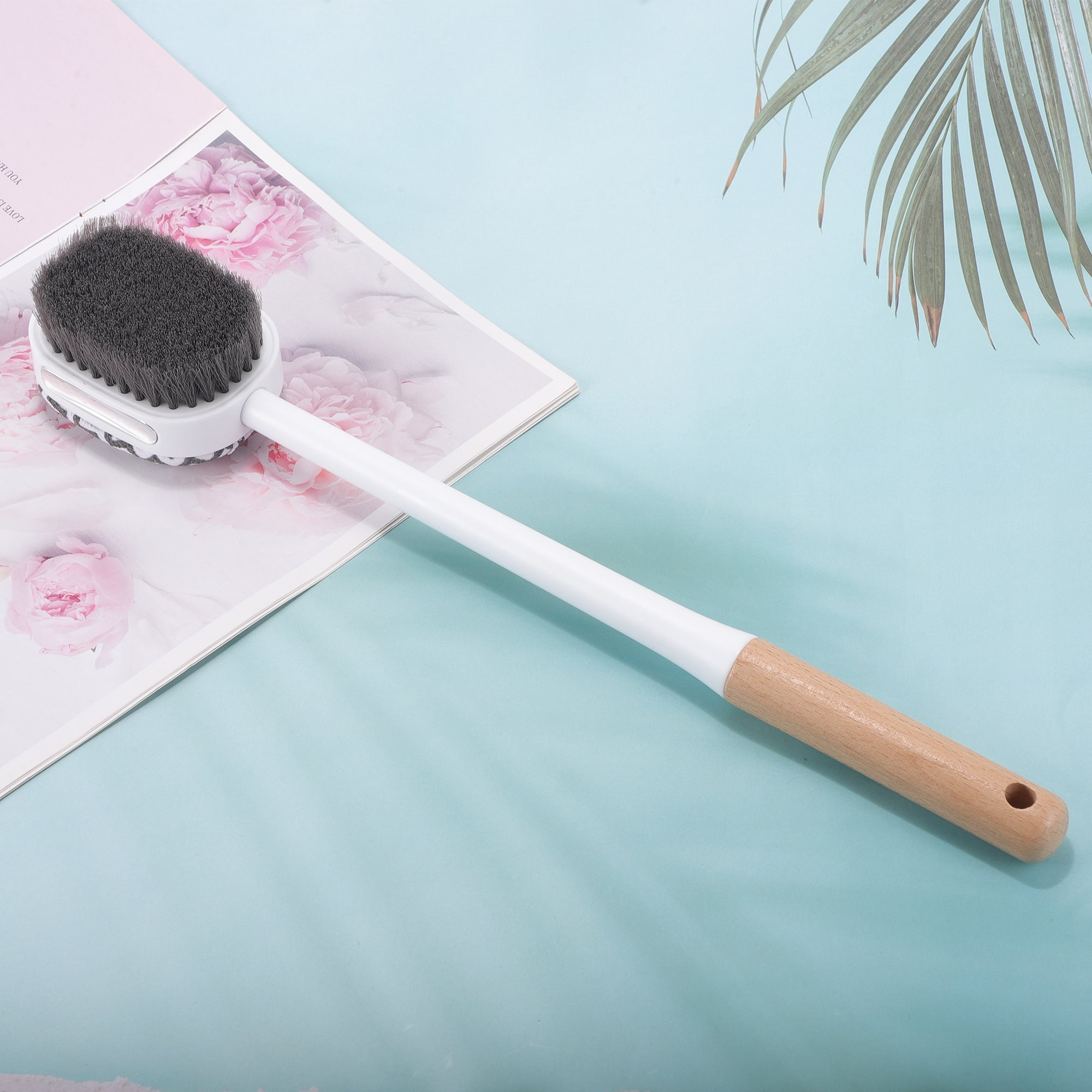 Unique Bargains Double Sided Bristle Beech Bath Brush 1 Pc Double Sided Velvet Beech