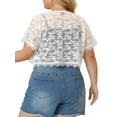 thumbnail image 3 of DARING DIVA Plus Size Sheer Shrug Floral Lace Shrugs Tops 4X White, 3 of 7