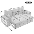thumbnail image 6 of Soges L-Shaped Sectional Sofa Bed with Side Shelf and 2 Stools, Reversible Sleeper Pull-Out Sofa Bed for Living Room, Charcoal Brown, 6 of 8