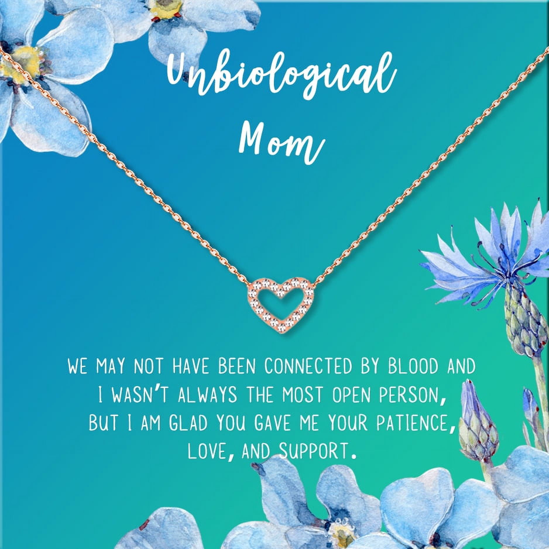 Unbiological Mom Mother's Day Gift for Mom, Mother in Law Gift, Mother's Day Gift Box, Mother's Day Gift Idea, Gift for Mom, Jewelry For Mother[Rose Gold Heart,Blue-Green Gradient]