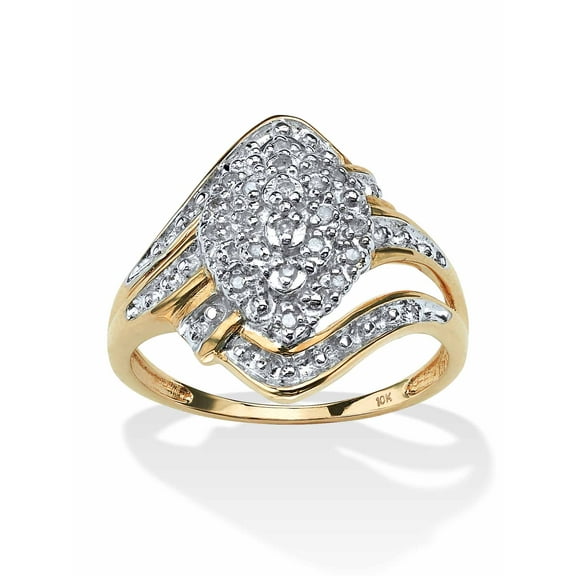 PalmBeach Jewelry 1/10 TCW Round Diamond Swirled Cluster Ring in Solid 10k Gold