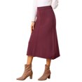 thumbnail image 3 of Women's Sweater Skirt High Waist Ribbed Knit A-Line Midi Skirts for Elegant and Casual Occasions L Wine Red, 3 of 6
