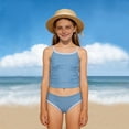 thumbnail image 2 of RTKFRFLM Girls Two Piece Athletic Tankini Set Solid Color Swimsuit with Contrast Piping Kids Performance Sport Bathing Suit High Stretch Summer Swimwear, 2 of 4