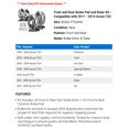 thumbnail image 2 of Front and Rear Brake Pad and Rotor Kit - Compatible with 2011 - 2014 Acura TSX 2012 2013, 2 of 2