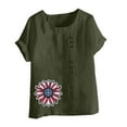thumbnail image 4 of Fznquz July 4th Womens Tops Summer Short Sleeve Shirt Button Crew Neck Patriotic Green Blouses for Women Casual, 4 of 4