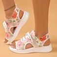 thumbnail image 6 of Womens Sandals Comfortable Wedge Heel Open Toe Elastic Ankle Straps Hollow Breathable Sandals Summer Casual Hollow Sport Shoes Pink 37, 6 of 9