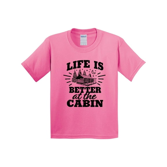 Inktastic Life is Better at the Cabin with Trees and Moon Youth T-Shirt