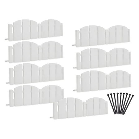 Landscape Edging Kit - 10 inch Decorative Garden Border - White Plastic Lawn Edging for Flower Beds, Walkways, and Yard - Flexible & Durable Outdoor Edging