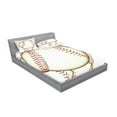 thumbnail image 2 of Ambesonne Sports Fitted Sheet & Pillow Sham Set, Baseball Ball Pattern, Queen, Cream Red, 2 of 2