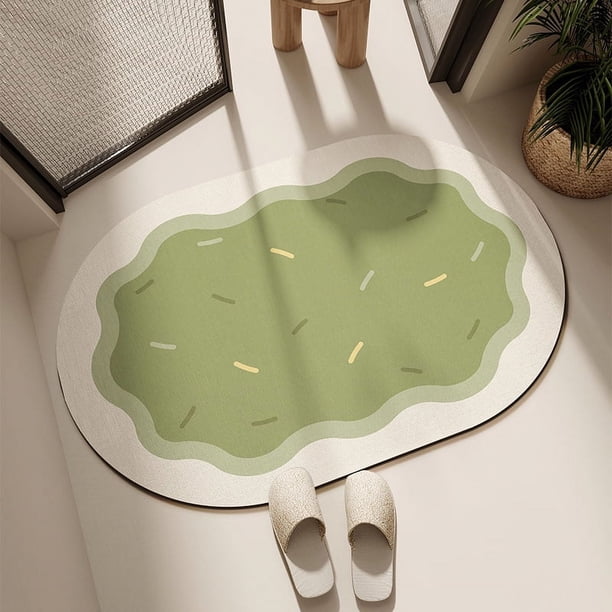 Xiao Hua Alfombra de baño de felpa peluda y antideslizante, lavable a máquina, con diseño de galletas de matcha, 40,6 x 60,9 cm