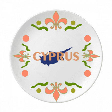 

Cyprus European Map Tourism Flower Ceramics Plate Tableware Dinner Dish