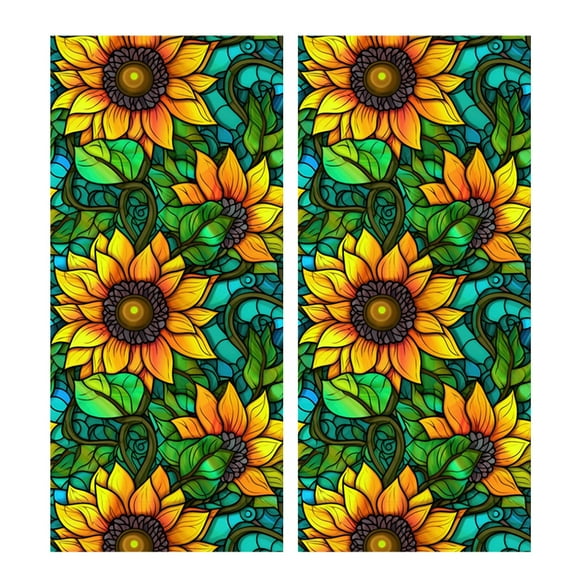 2pcs Stained Glass Window Film Privacy Static Floral Window Privacy Film Decorative Window Sticker