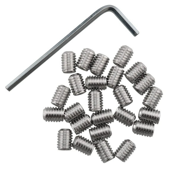Qucyy Socket Set Screws 25pcs 10-32 x 1/4" Stainless Steel Allen Head Hex Hexagon Socket Set Screws Cup Point with Hex Key Wrench 10-32 x 1/4 Inch