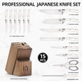 thumbnail image 3 of KnifeSaga Knife Set, Premium 15 Piece Japanese High Carbon Stainless Steel Knives Set for Kitchen with Block and Sharpener, Razor Sharp Kitchen Knife Block Sets with Ergonomic Full-tang Handle, White, 3 of 8