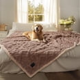 thumbnail image 4 of Waterproof Pet Blanket, Liquid Pee Proof Dog Blankets for Sofa Bed Couch, Reversible Sherpa Fleece Furniture Protector Cover for Small Medium Large Dogs Cats,Khaki X-Large（85" x 57"）, 4 of 4