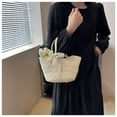 thumbnail image 2 of Nvzi-a Womens Straw Tote Bag Handbag Large Woven Capacity Top Handle Bag Summer Stylish Straw Basket Bag(White), 2 of 2